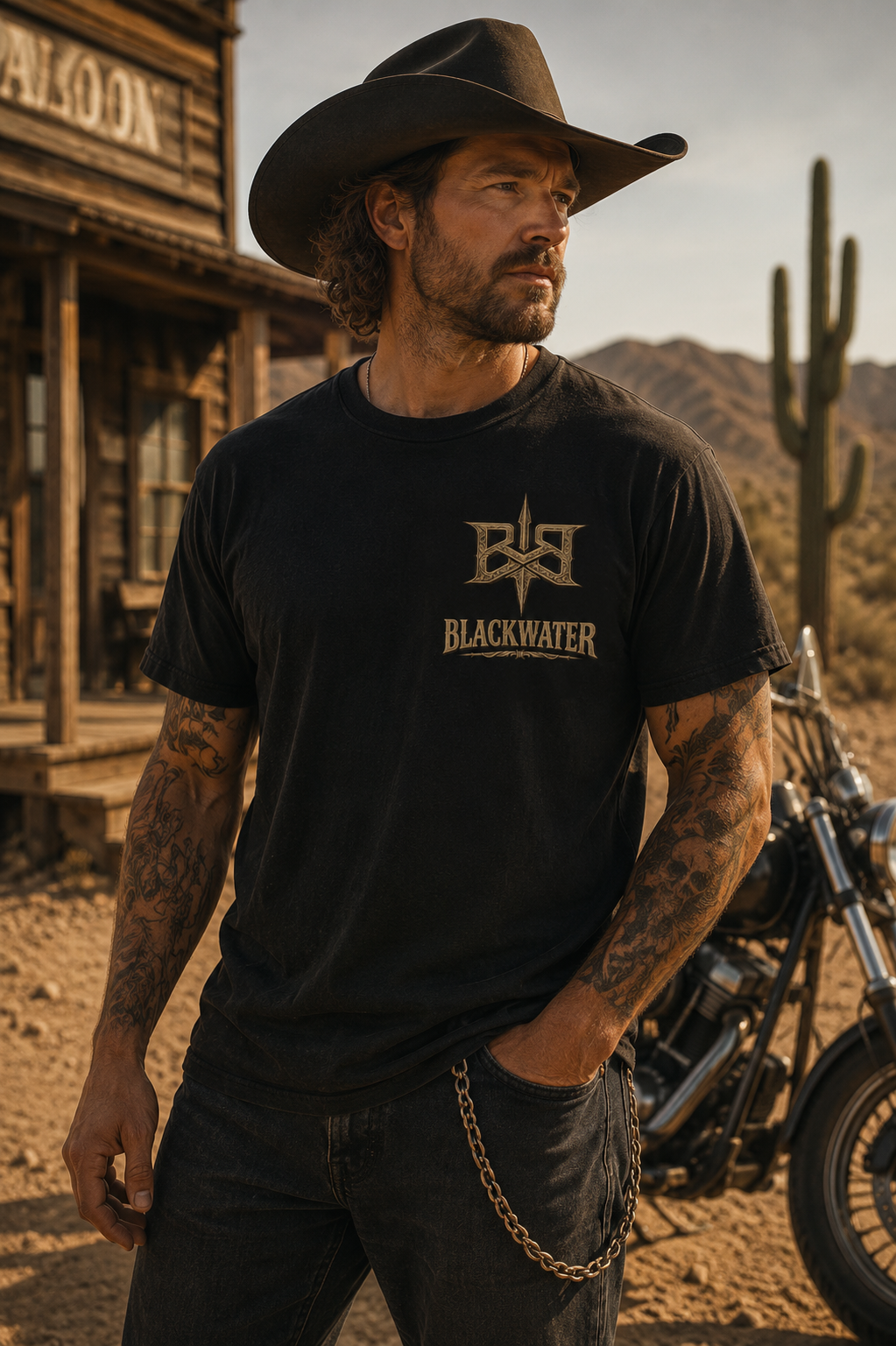 Blackwater Outlaw Vintage Western Biker T-Shirt