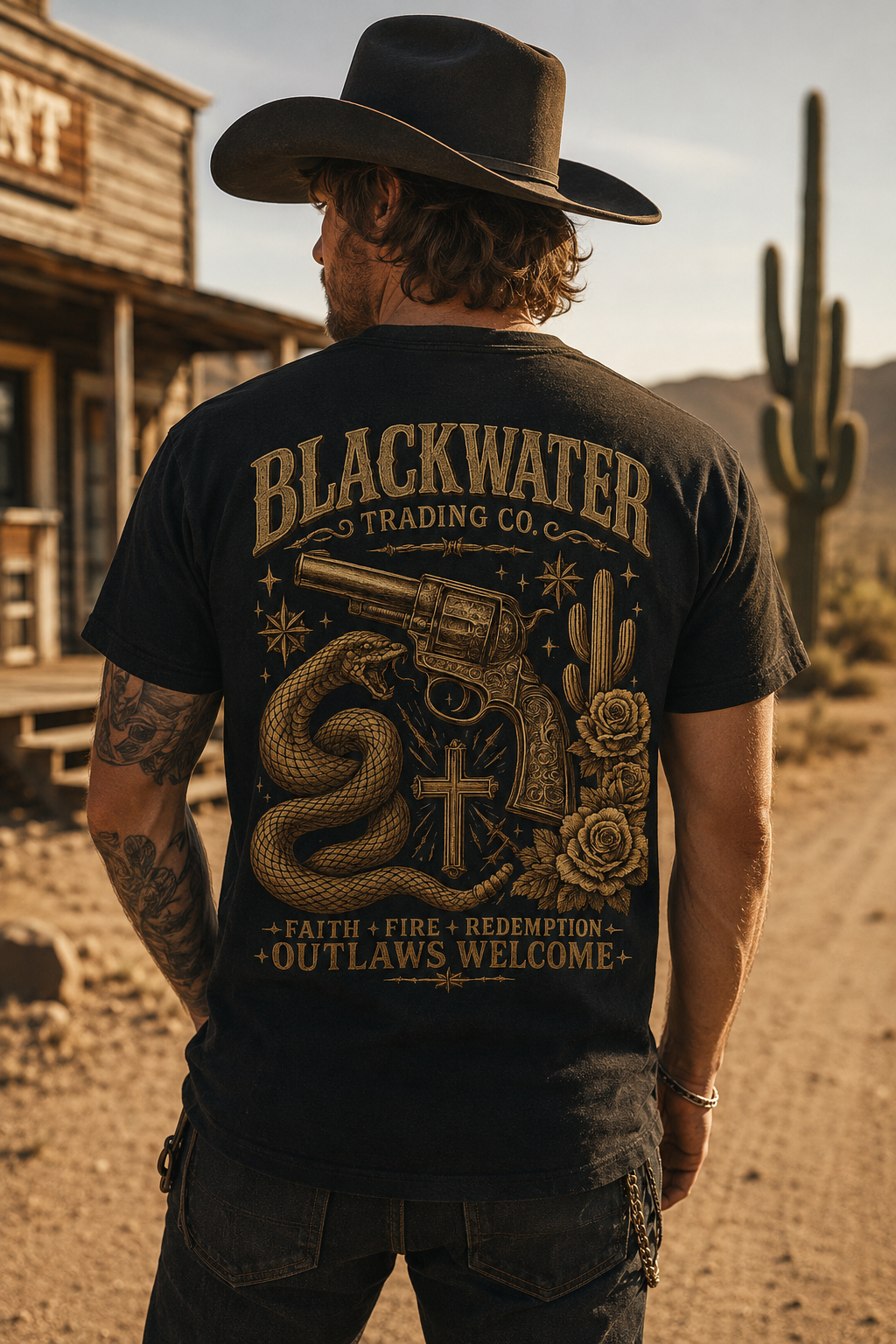 Blackwater Outlaw Vintage Western Biker T-Shirt